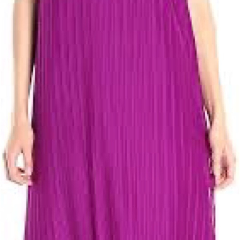 MAGGY LONDON Size 4 Textured Pleated Slip Dress Spaghetti Straps Lined- BERRY
